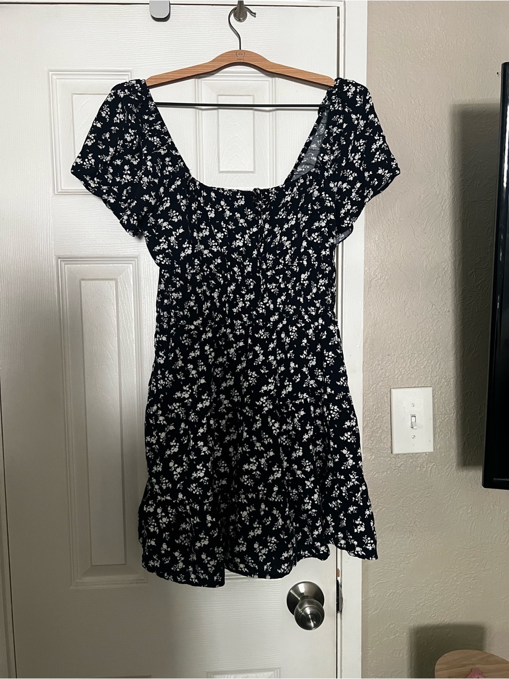 Hollister Navy Mini Dress with White Floral Pattern